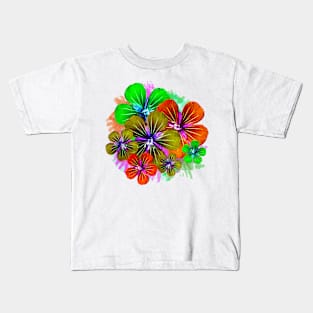 neon flowers rainbow Kids T-Shirt